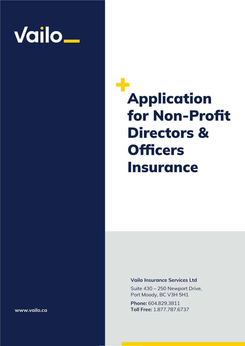 Application for Non-Profit Directors & Officers Insurance