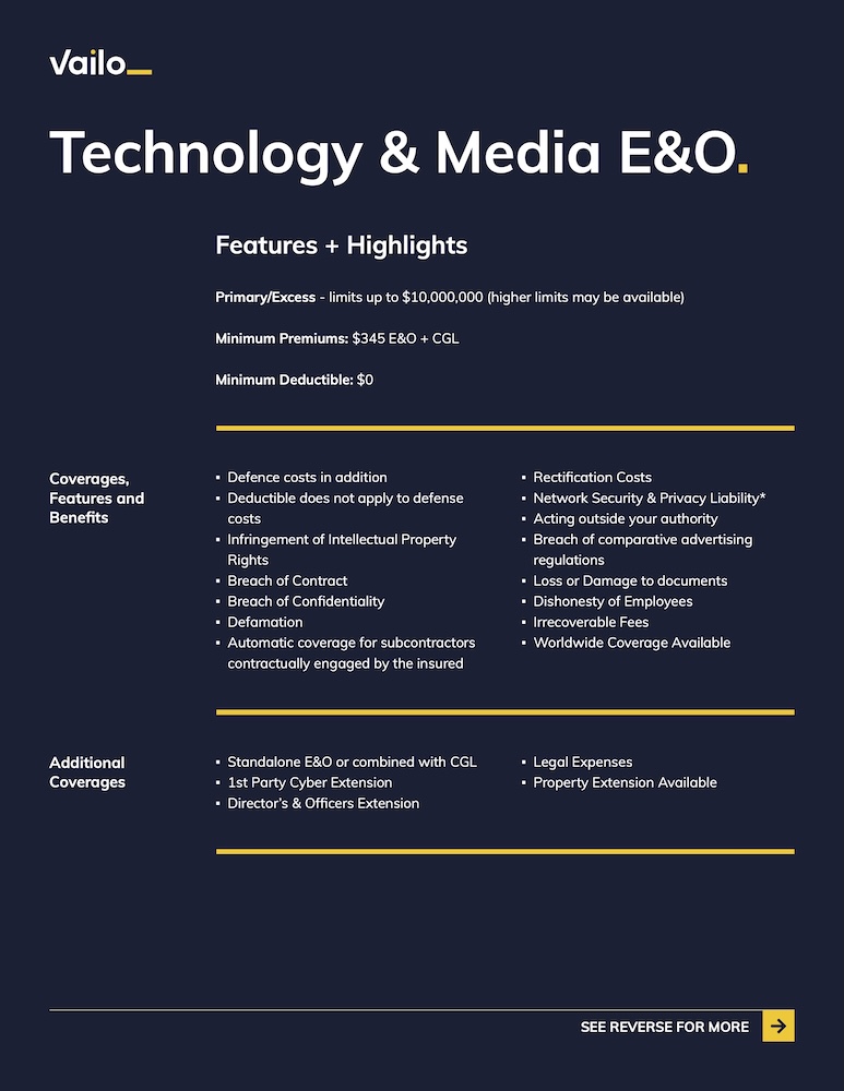 Technology & Media E&O Product Sheet