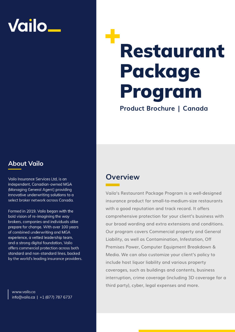 Restaurant Package Program Brochure