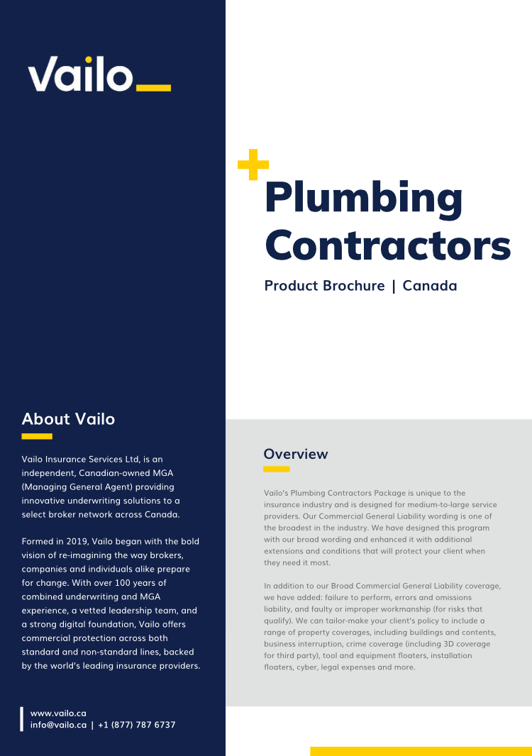 Plumbing Contractors Product Brochure